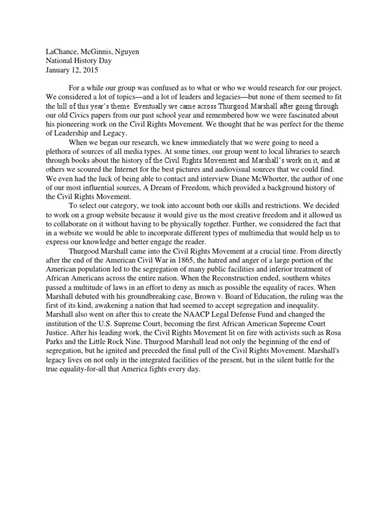 NHD Process Paper PDF Racial Segregation Civil Rights And Liberties