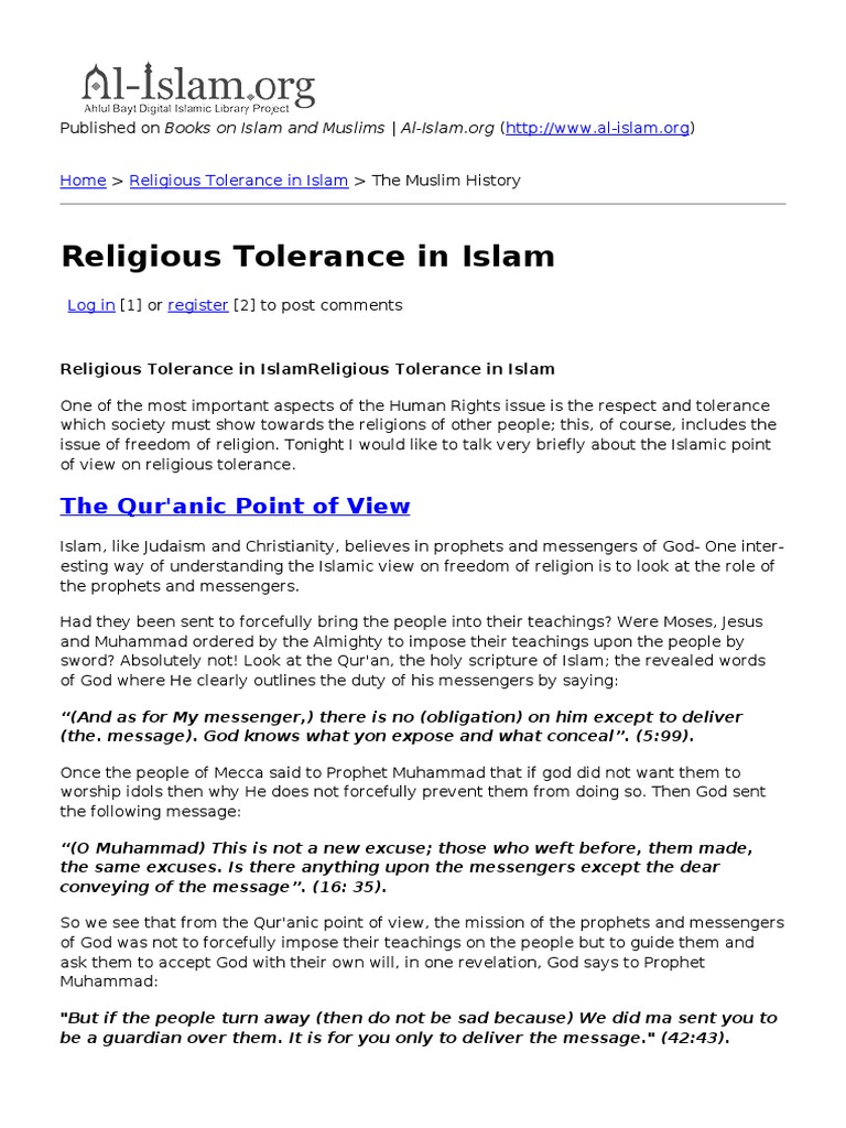 Religious Tolerance in Islam | PDF | Muhammad | Prophets And Messengers ...