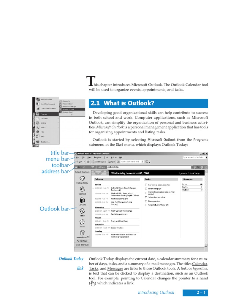 Introduction to Microsoft Outlook Features | PDF | System Software ...