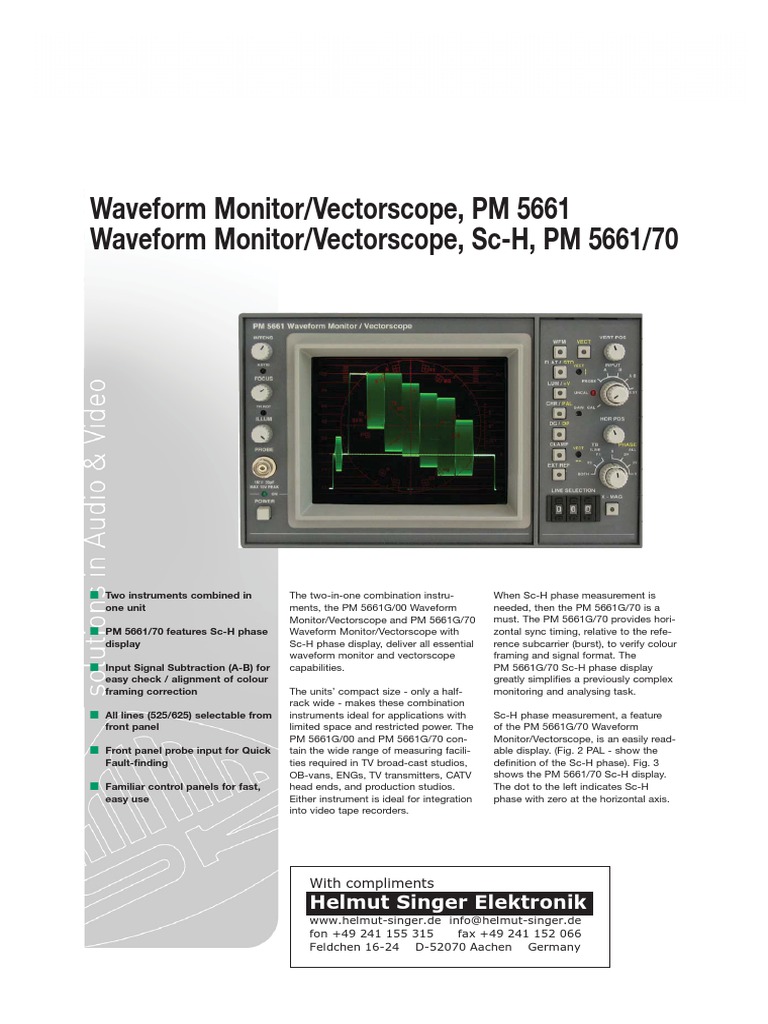 Waveform Monitor/Vectorscope, PM 5661 Waveform Monitor/Vectorscope, SC ...