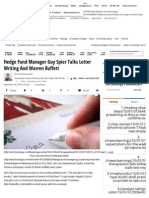 Hedge Fund Manager Guy Spier Talks Letter Writing and Warren Buffett - Benzinga