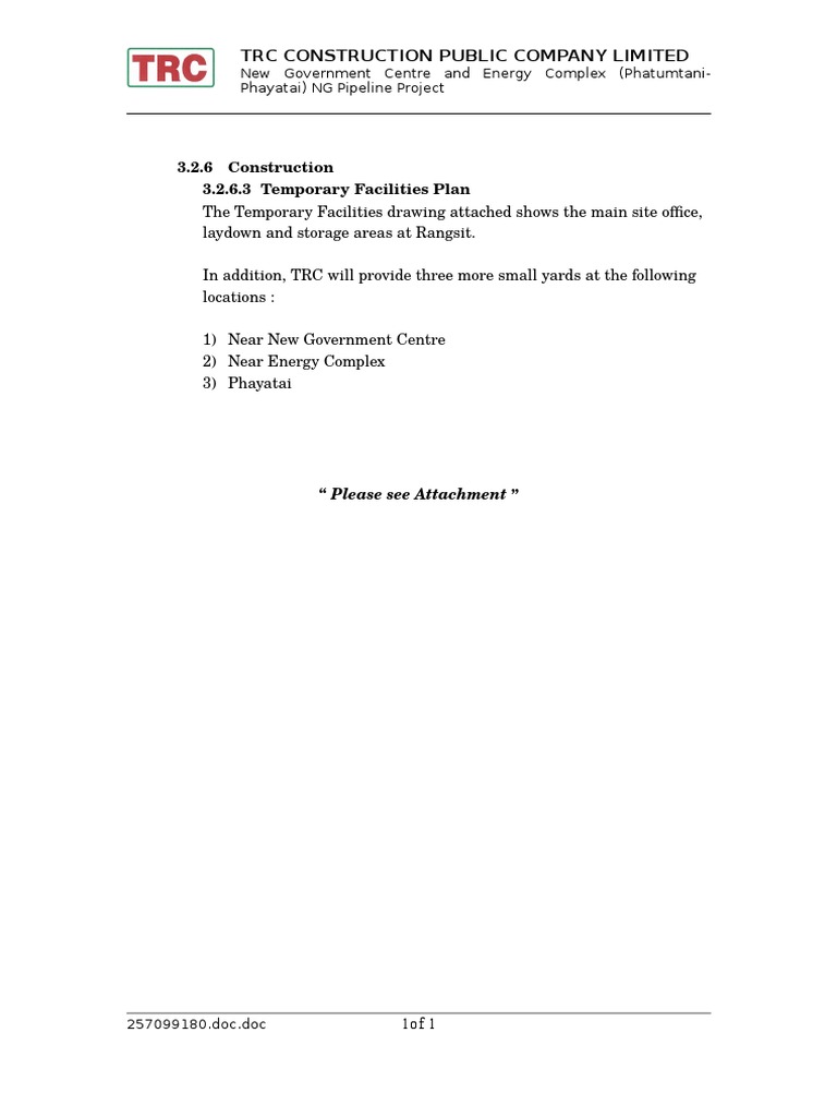 TRC Construction Temporary Facilities Plan | PDF