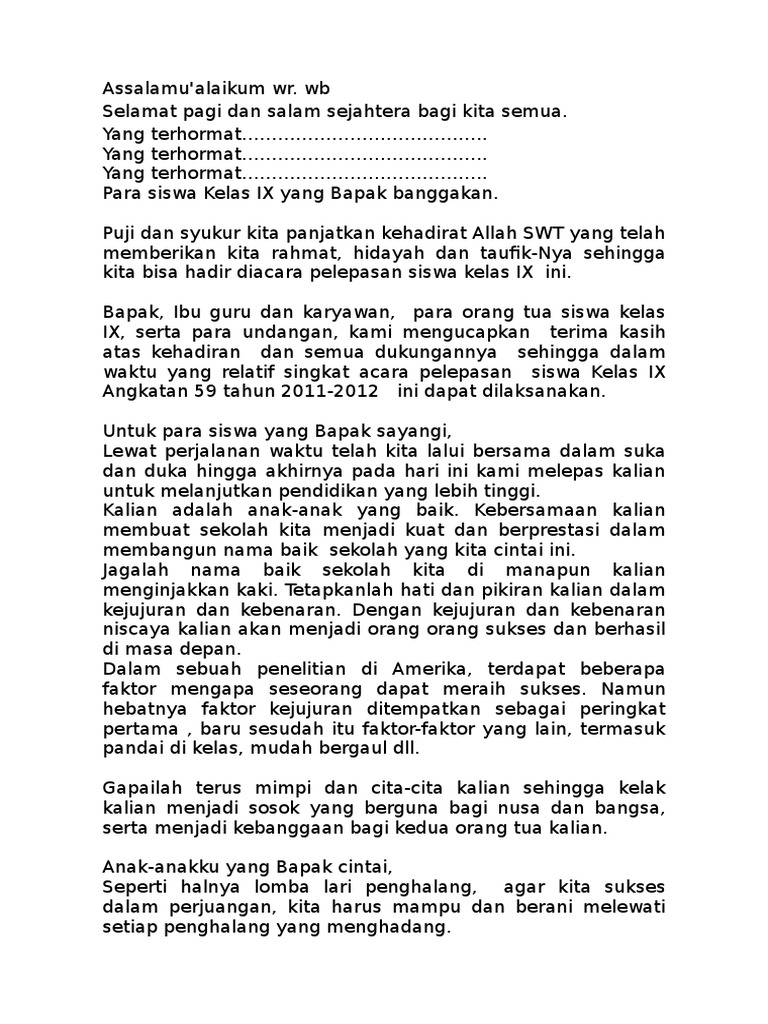 Teks Pidato Singkat Tentang Perpisahan Kelas 6 Bagikan Kelas