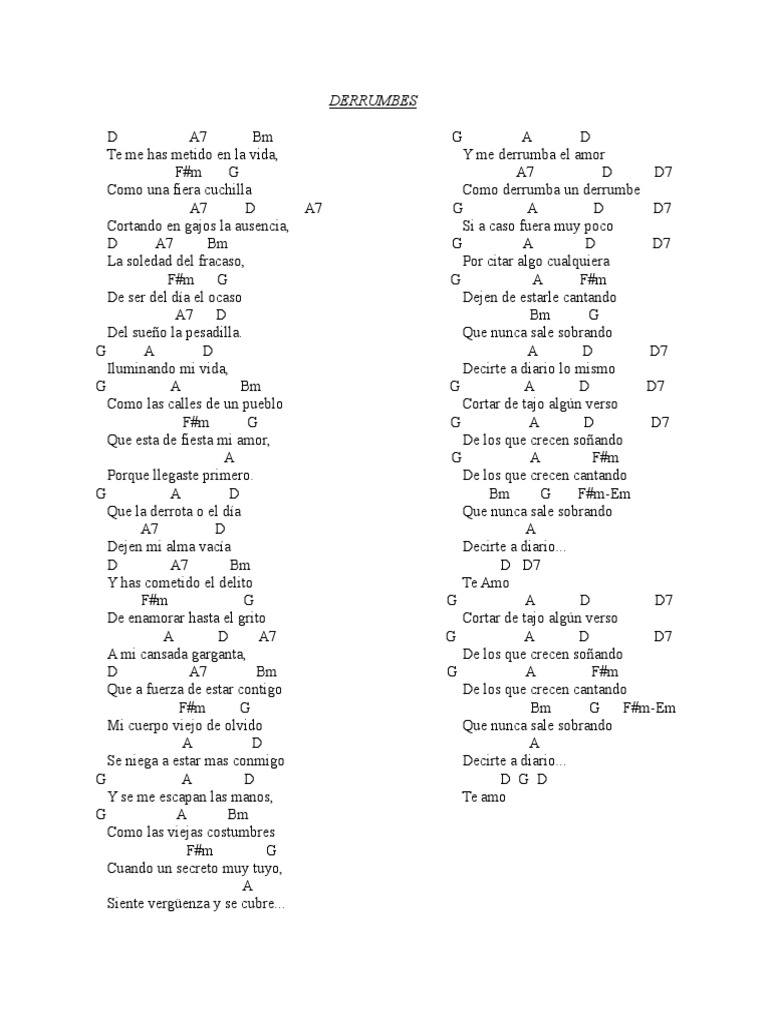 Canciones de Amor y Desamor: Letras y Acordes | PDF