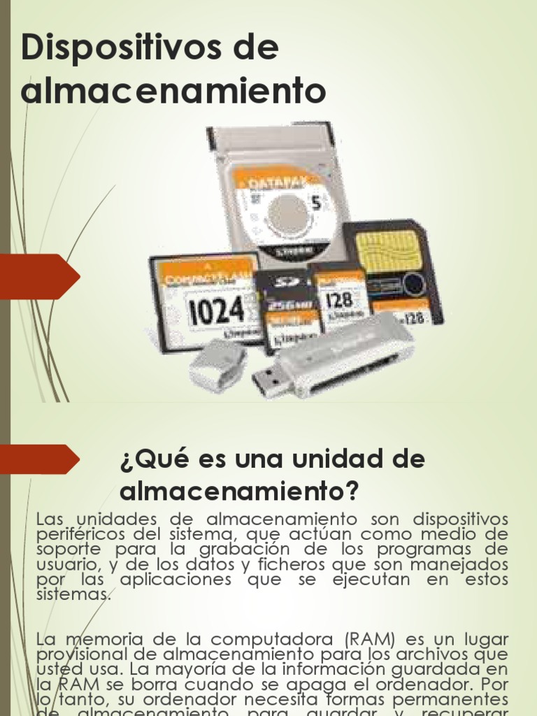dispositivos de almacenamiento.pdf | Disco compacto | DVD | Free 30-day