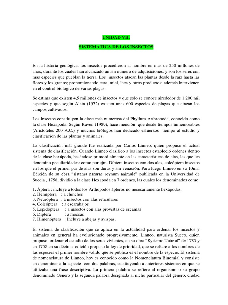 Sistematica de Insectos | PDF | Taxonomía (biología) | Taxón
