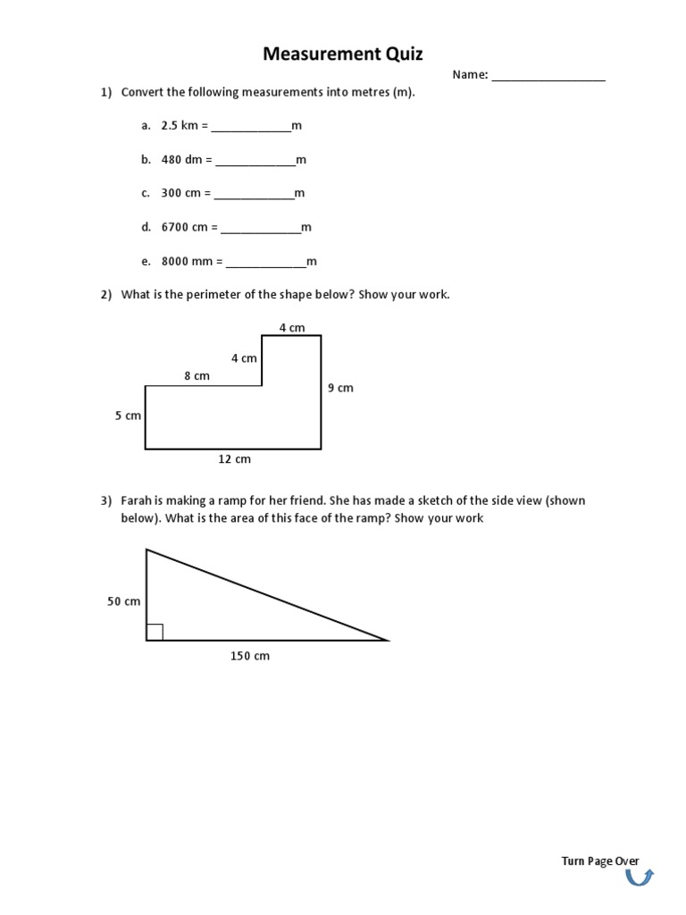 Measurement Quiz v1 | PDF