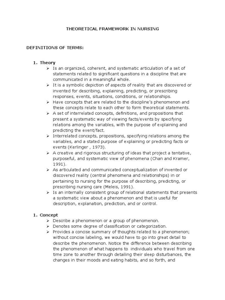 Nursing Theoretical Frameworks Explained | PDF | Concept | Theory