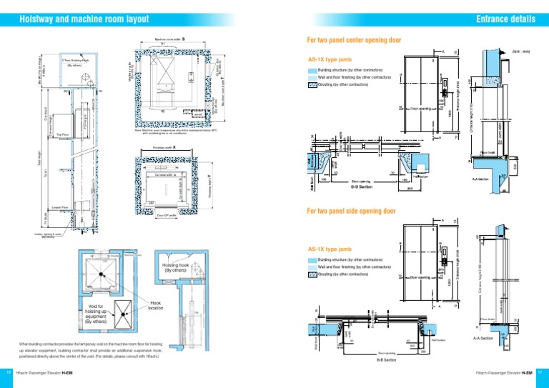 Dimensions of Hoistway For Hitachi Elevator PDF