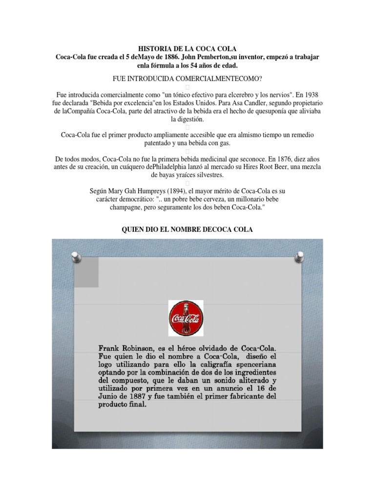 Historia de La Coca Cola  PDF  Toma de decisiones  Coca Cola