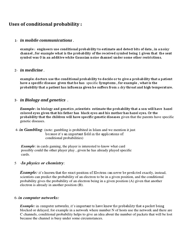 Uses of Conditional Probability | PDF
