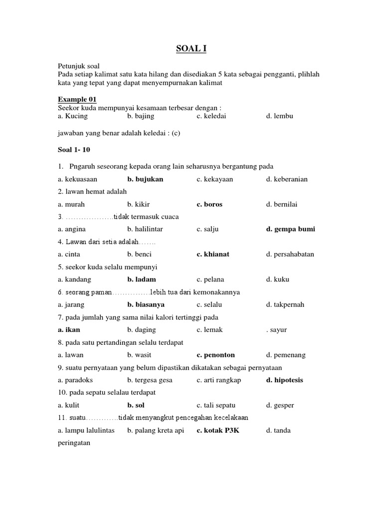 Soal psikotes dan jawabannya