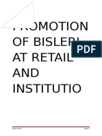 Promotion of Bisleri at Retail and Institutional Outlets