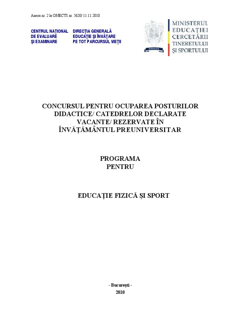 Educatie Fizica Programa Titularizare P