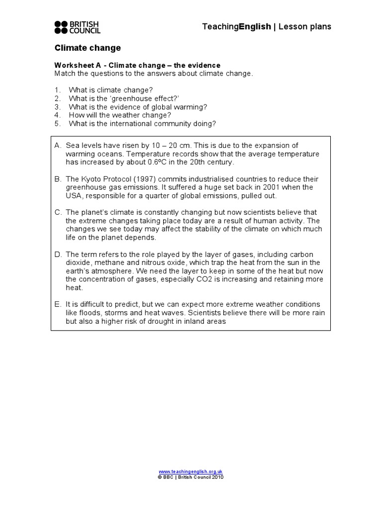 climate-change-worksheets | Global Natural Environment | Natural