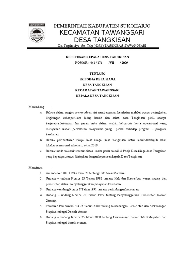 Contoh Sk Desa Siaga Guru Paud