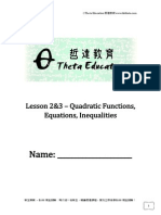 Lesson 2&3 - Quadratic Function, Equations, Inequalities