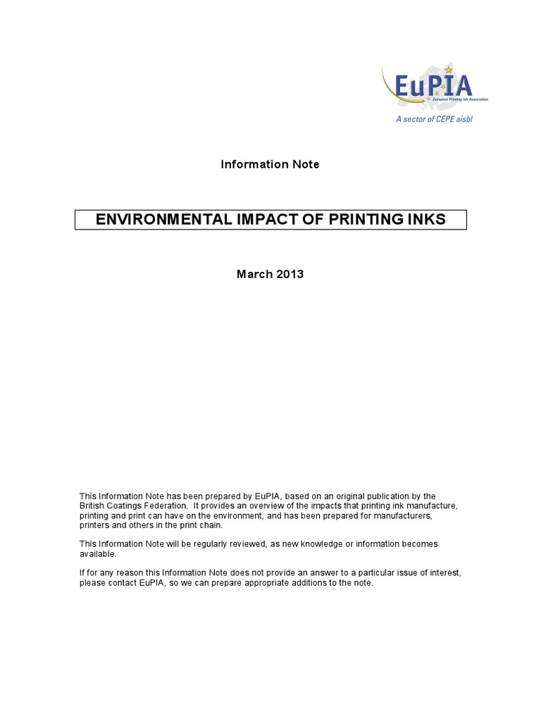 20130305 EuPIA Environmental Impact of Printing Inks[1] Waste Management Volatile Organic