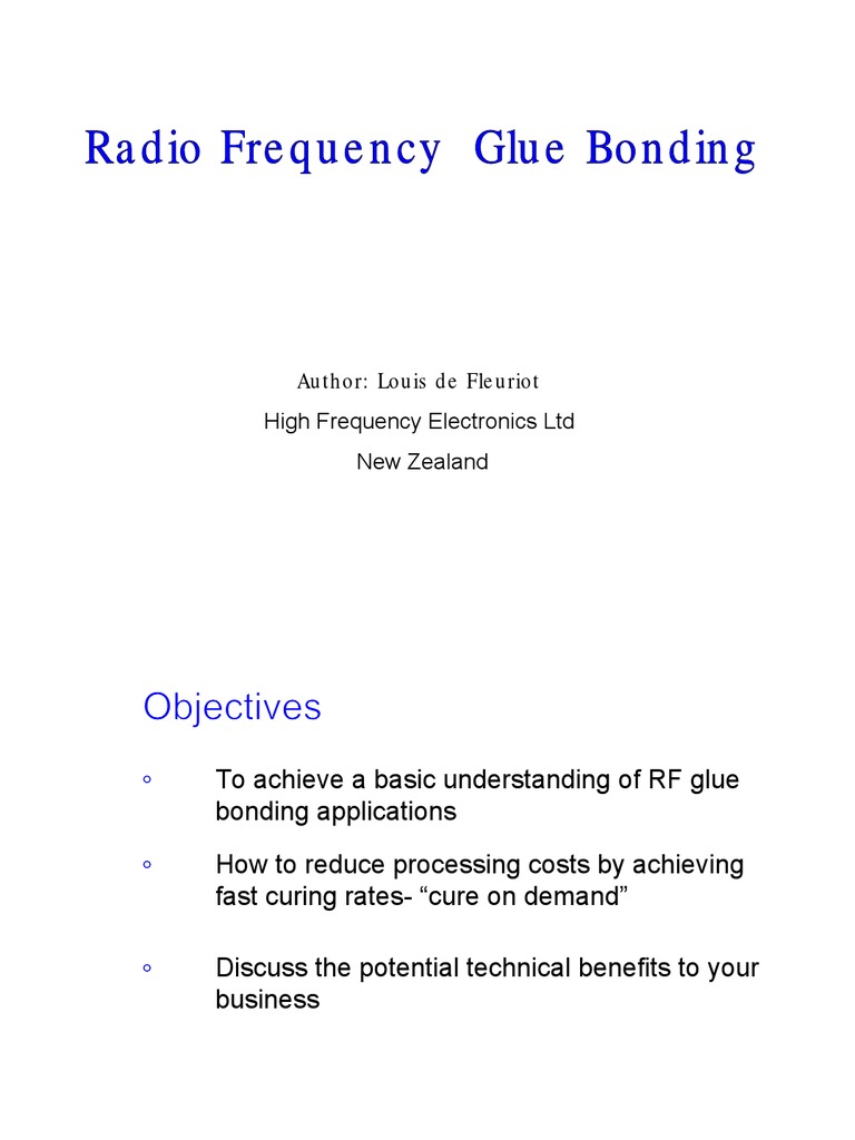 Radio Frequency Glue Bonding PDF Adhesive Lumber