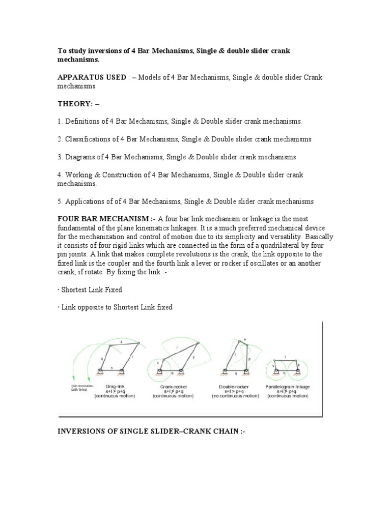 Inversions of Four Bar Mechanisms | PDF | Classical Mechanics | Machines