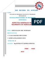 Aspectos Generales para Un Yacimiento de Hidrocarburos