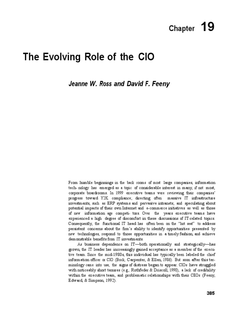 Evolving Role of CIO | PDF | Chief Information Officer | Strategic ...