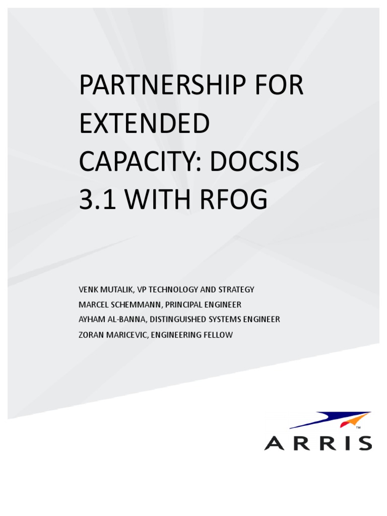 Arris Docsis 3.1 With RFoG PDF Fiber Optic Communication Signal To Noise Ratio