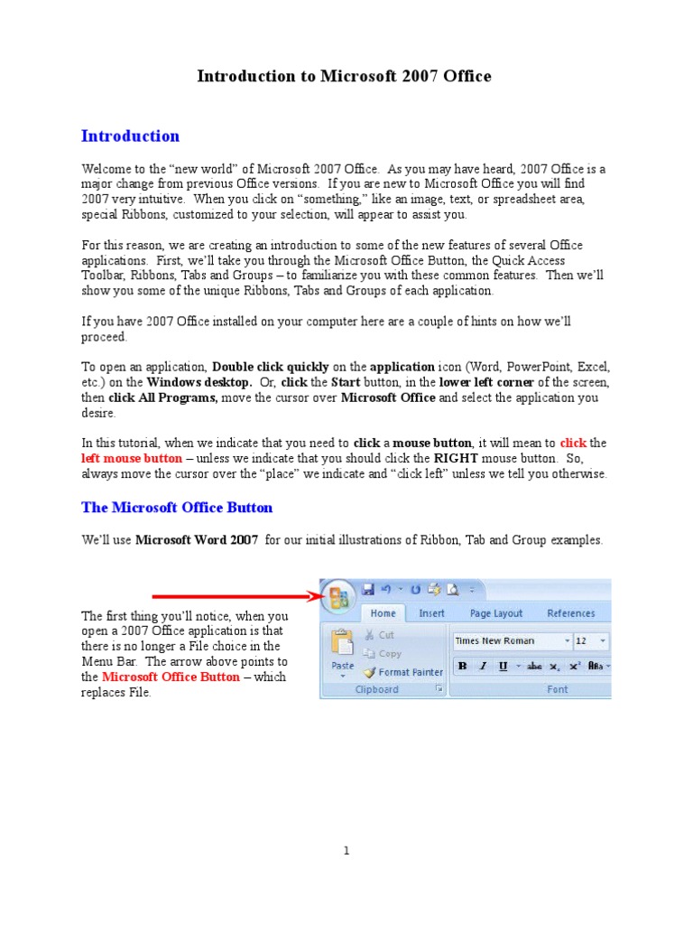 Office 07 Introduction Microsoft Office Microsoft Excel
