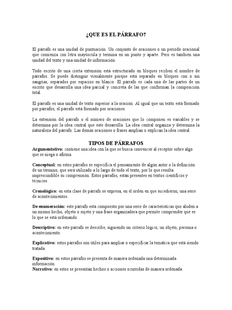 Que Es El Párrafo Párrafo Oración (Lingüística