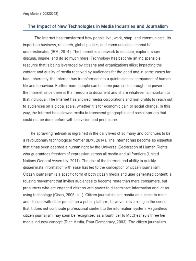 Impact of Technology on Media and Journalism | PDF | Mass Media ...