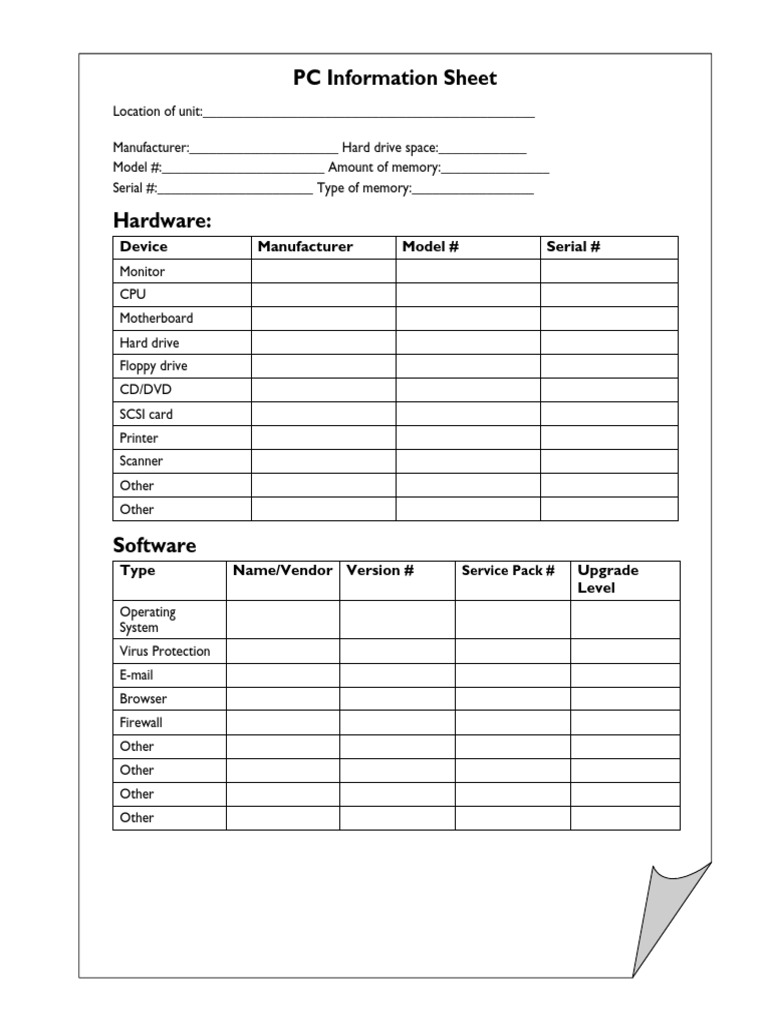 PC Information Sheet | PDF