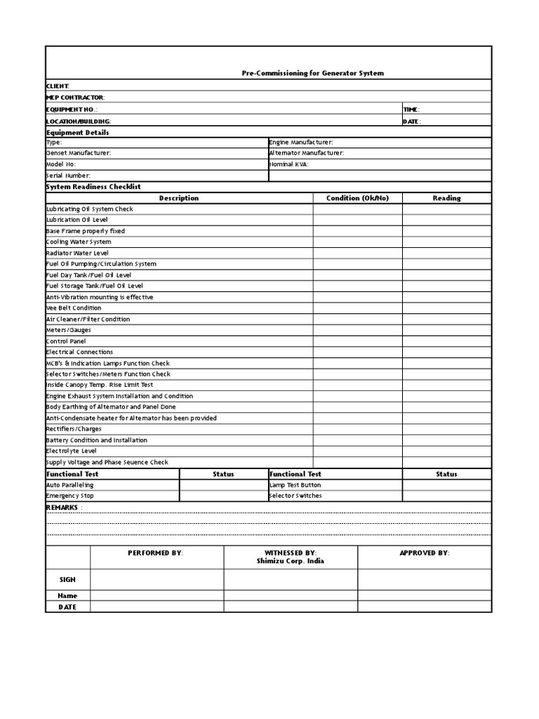Generator Test Sheet Upload Switch Electric Generator