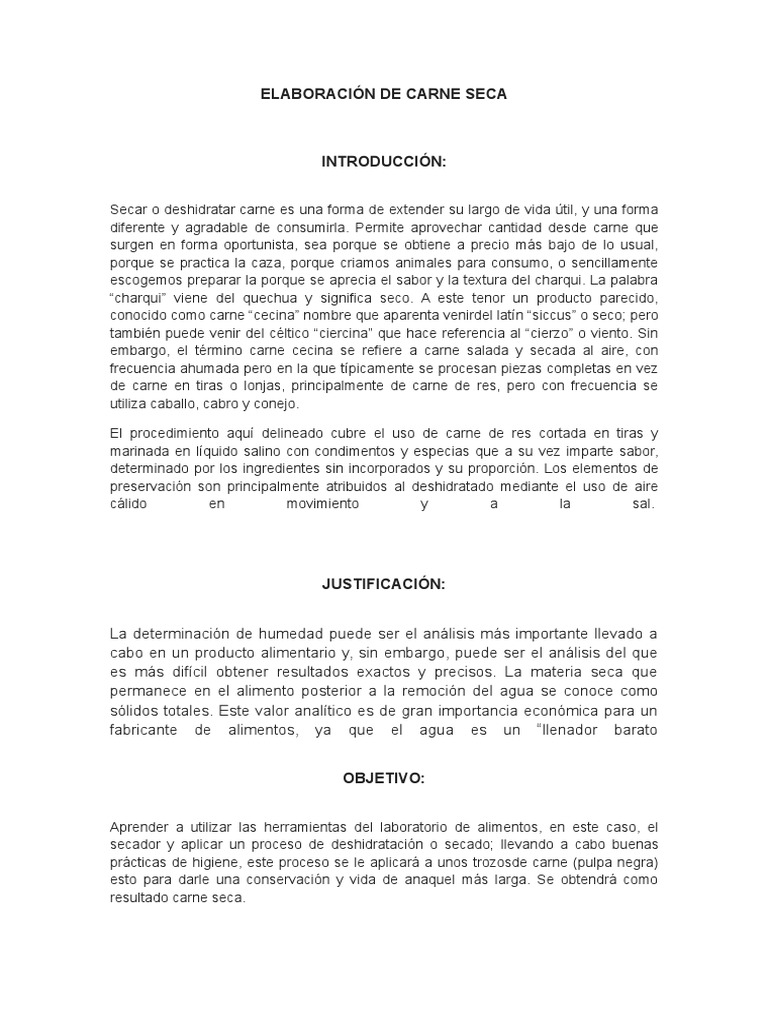 Practica de Carne Seca, PDF, Carne