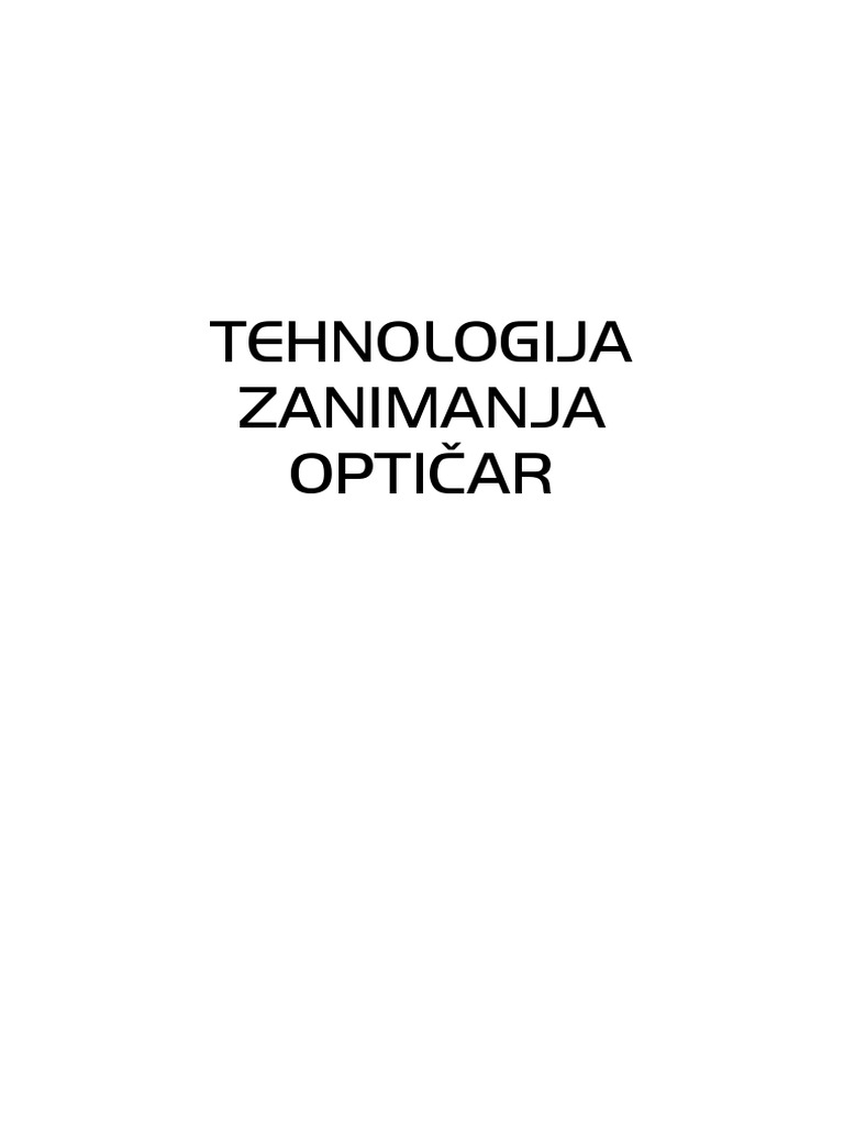 Tehnologija Zanimanja Opticar | PDF