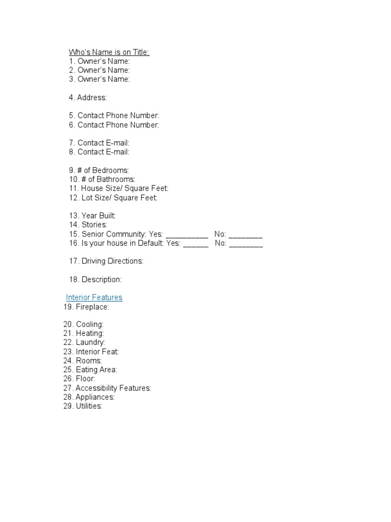 Comprehensive Property Details Form | PDF