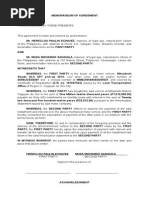 Memorandum of Agreement Sample Land Titles