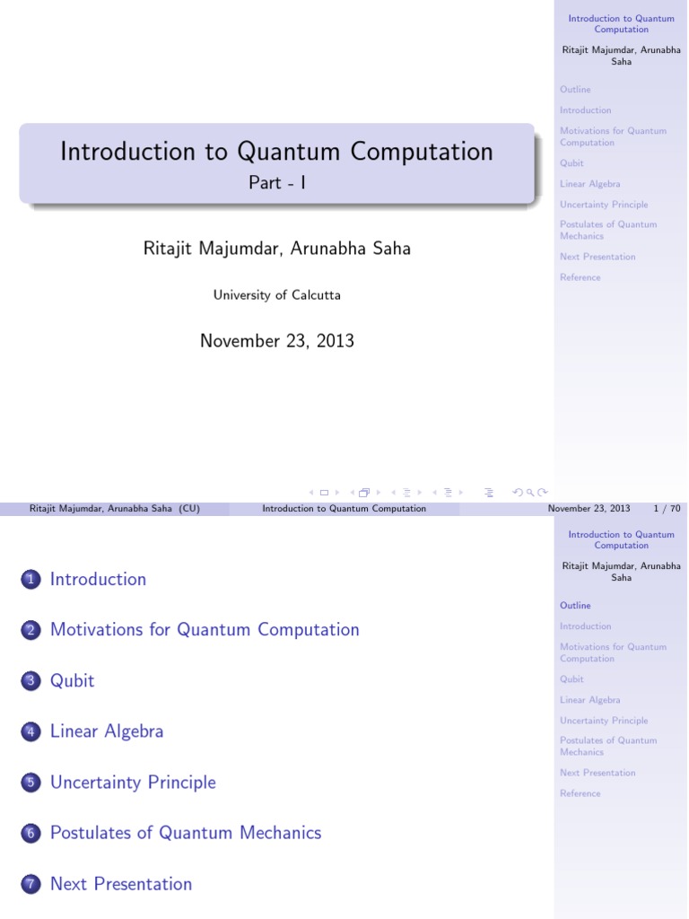Introduction To Quantum Computation | PDF | Operator (Mathematics ...