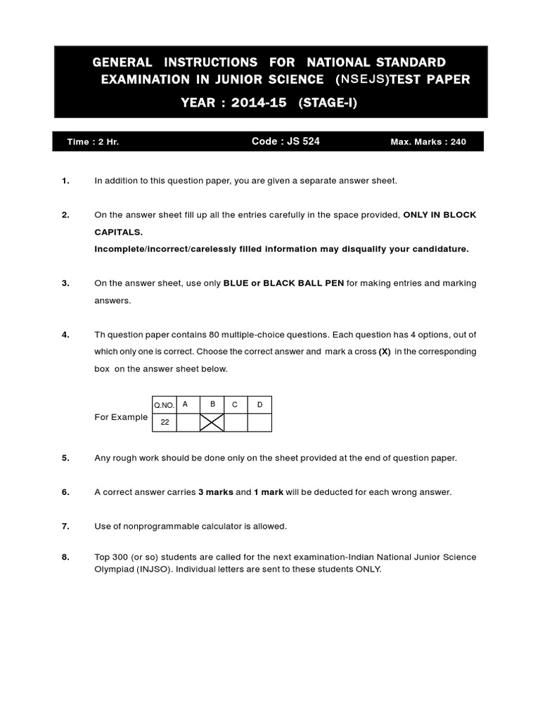 NSEJS 2014-15 Question Paper | PDF | Electrical Conductor ...