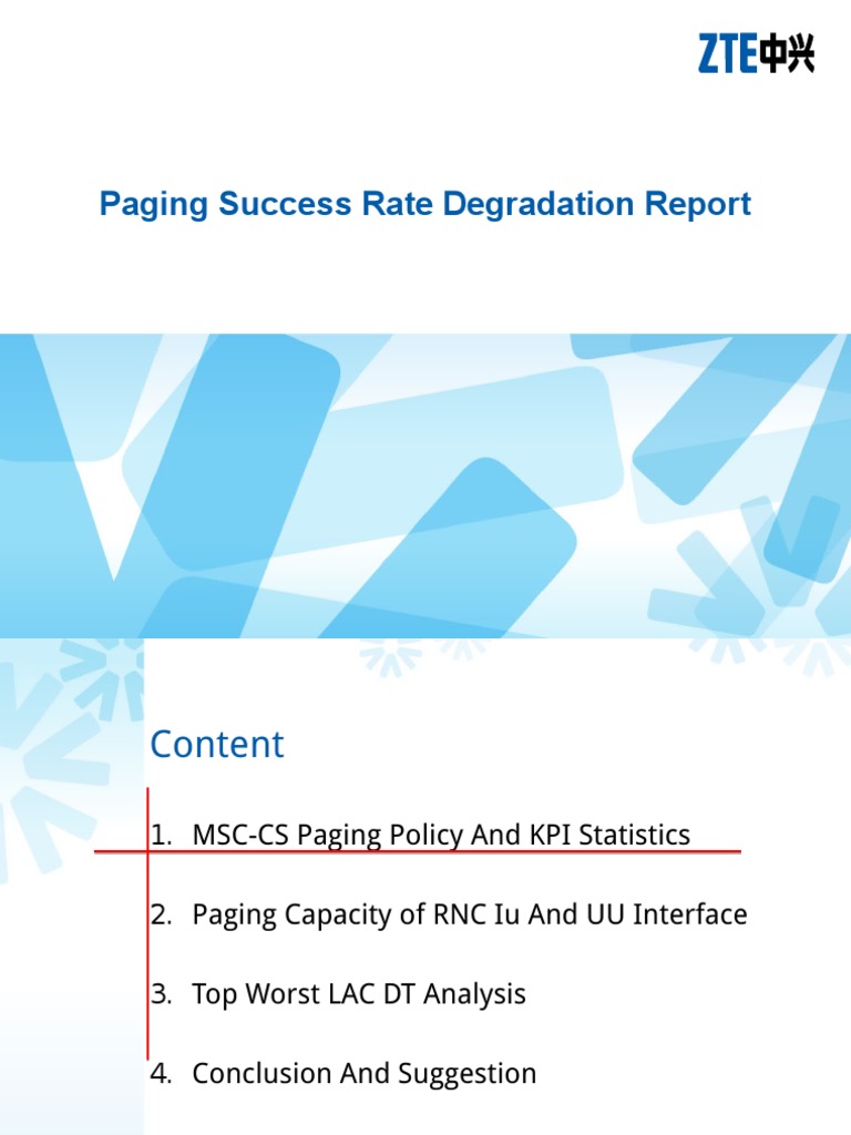 Paging Success Rate Degradation Report Version 4 PDF