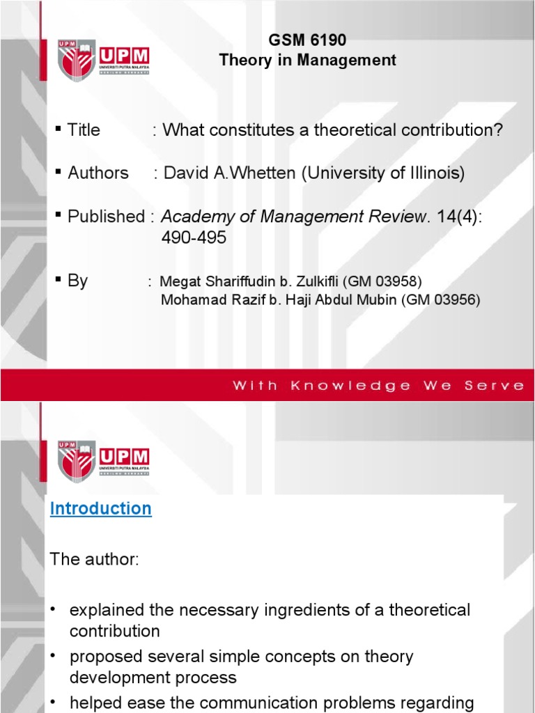 What Constitutes A Theoretical Contribution