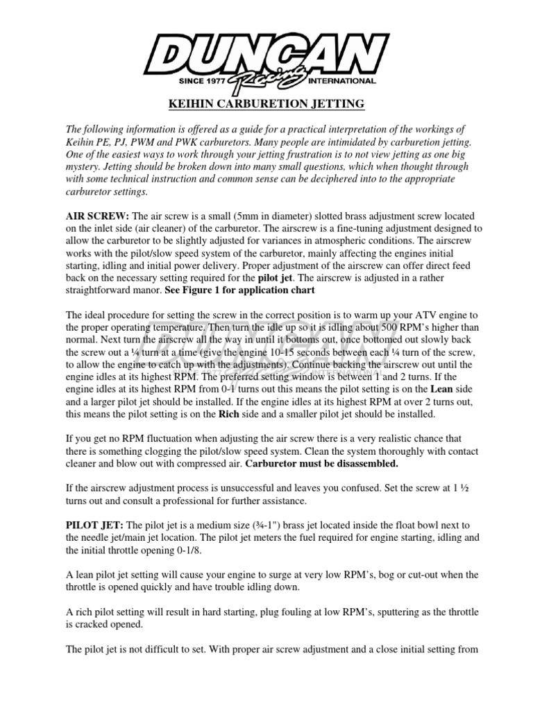 Keihin Carb Jetting PDF Carburetor Humidity