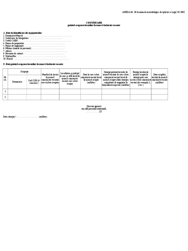 Comunicare Ajofm Privind Ocuparea Locurilor De Munca Vacante