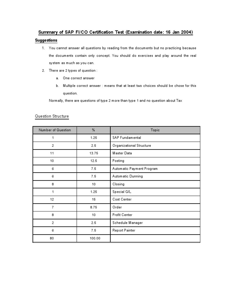 SAP FICO Certification Test | PDF | Computers