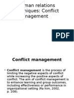 Human Relations Techniques: Conflict Management