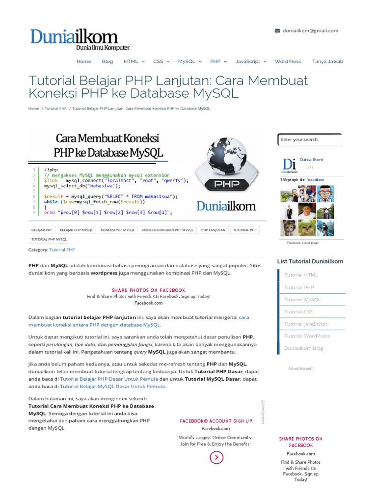 Tutorial PHP - Cara Membuat Koneksi PHP Ke Database MySQL - Dunia Ilkom ...