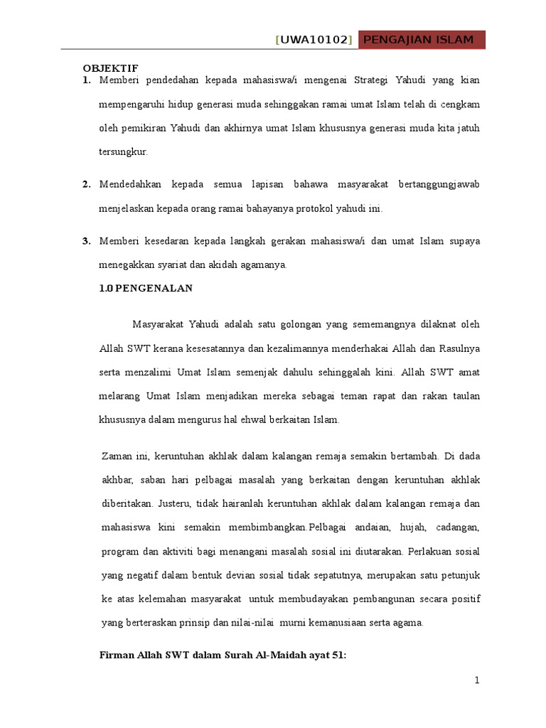 Uwa10102 Pengajian Islam Full Assigment Pdf