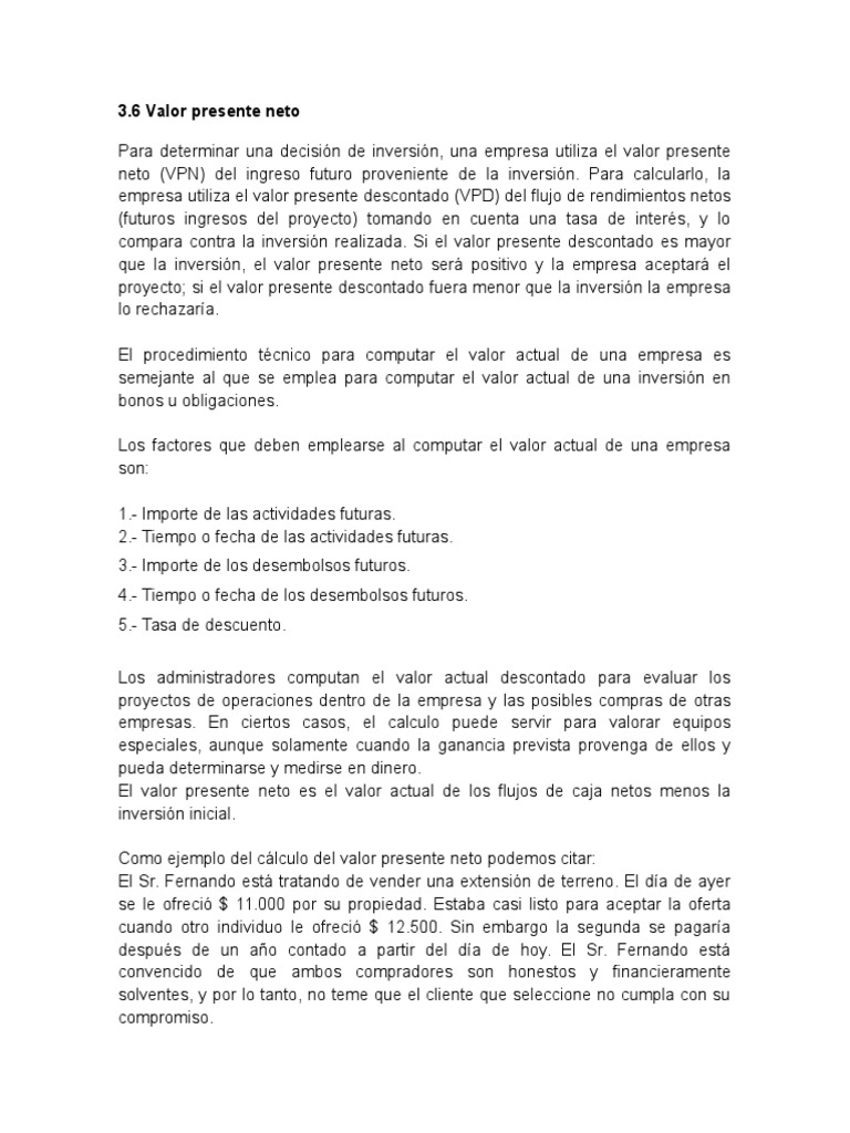 3.6.1. VPN | PDF | Valor presente neto | Tasa interna de retorno