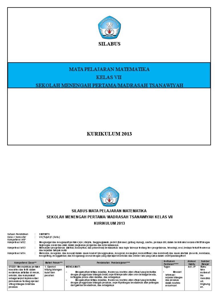 Guru Berbagi Silabus Bahasa Indonesia Kelas 7 Silabus