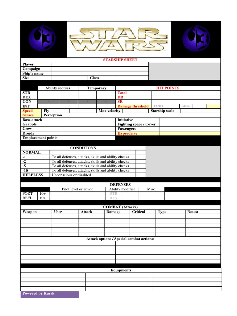 Starship Sheet Template for RPGs | PDF | History