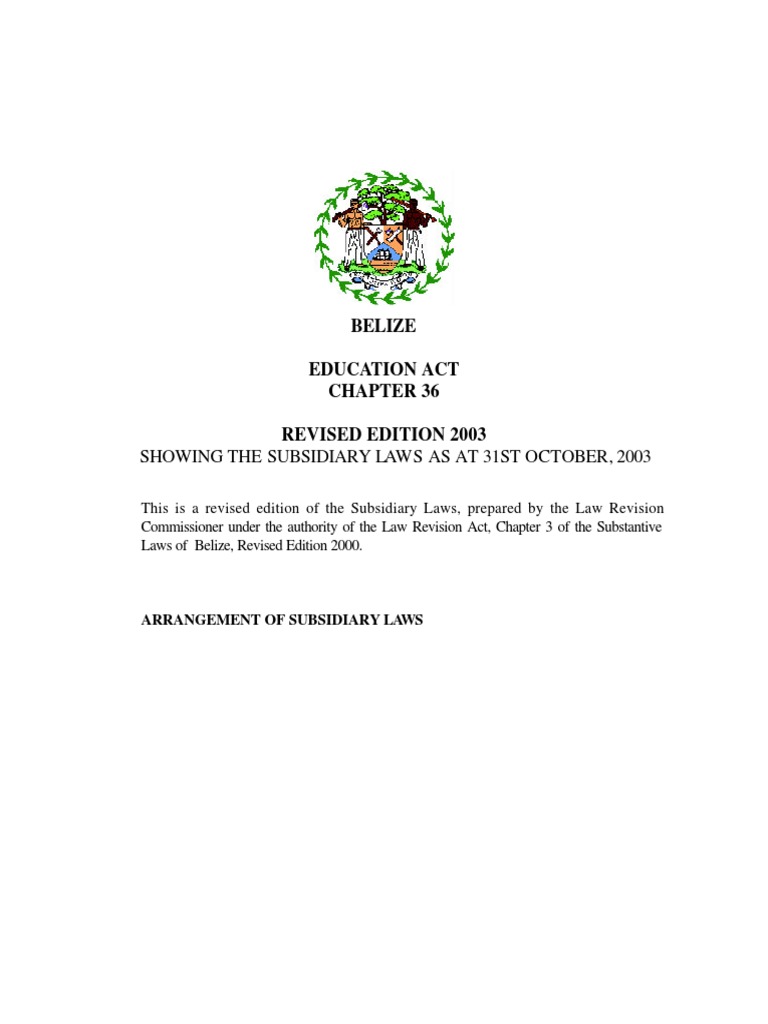 Belize Education Act Overview | PDF | Secondary Education | Students